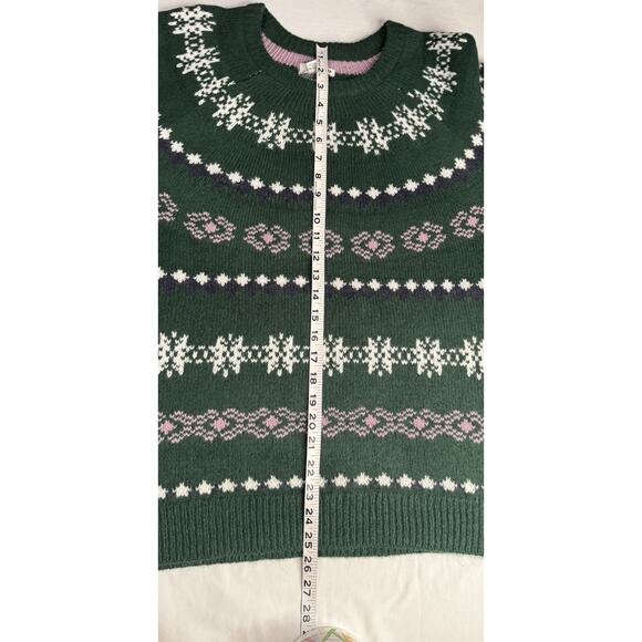 Sonoma Women’s XXL Supersoft Fair Isle Pullover Sweater Green Pink Long Sleeve - Picture 10 of 10